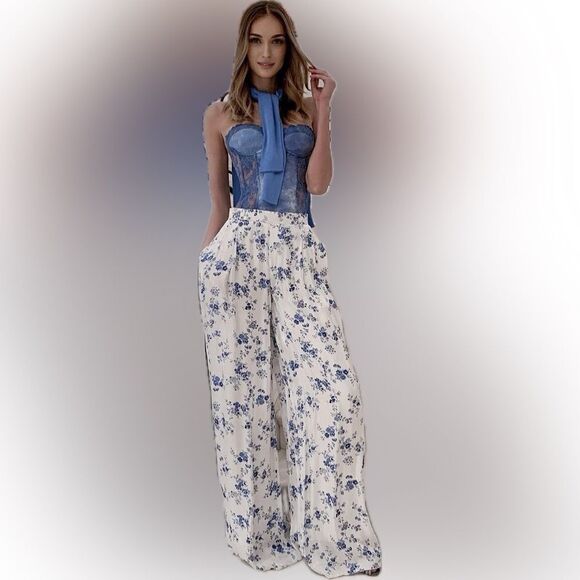 Ralph Lauren Collection Brenda Floral Wide-Leg Pant - Picture 6 of 16